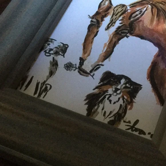 Artisan print artwork farmer’s market horse dog pet animal artwork cowgirl farm - Picture 4 of 8